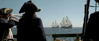 I tre galeoni spagnoli superano l'HMS Providence.