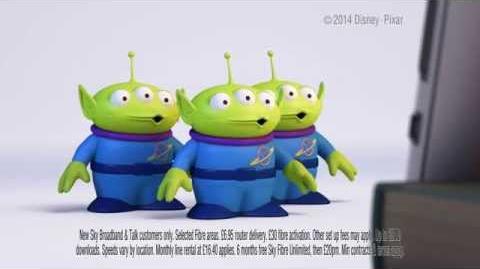 Sky Fibre Unlimited advert with the Aliens from Toy Story