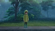 Riley in the rain