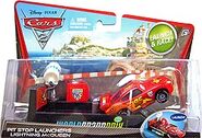 Lightning mcqueen with racing wheels cars 2 pit row launcher