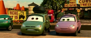 Minny in Cars 2, with her husband Van.