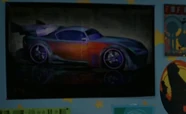 A car on a poster similar to Boost from Cars in Toy Story 3.