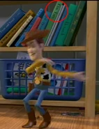 Andy's bookshelf in his first house has the Tin Toy book, along with a Ants Pants game (popular during the release of the first film).
