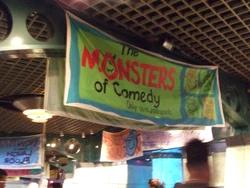 Signs in the queue area of Monsters, Inc
