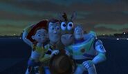 Buzz Lightyear, Woody, Jessie, and Bullseye