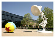 A GIANT statue of Luxo Jr. at Pixar Studios