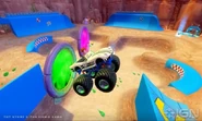 A player doing stunts in the Stunt Park which features Buttercup as the announcer.