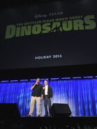 Bob Peterson and John Walker announce The Good Dinosaur at the D23 Expo.