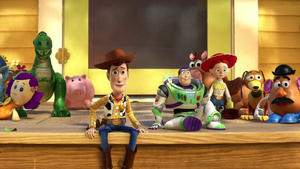 Woody and the gang, watching Andy leave.