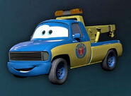 Tow As the official tow rig of the Piston Cup circuit, Tow has pulled his share of battered, weeping champions of the track. He's seen the top racers in their lowest moments, but he always respects their privacy.