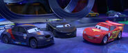 Max Schnell with Lewis Hamilton and Lightning McQueen, as he appears in the German version of Cars 2