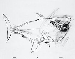 Bruce the Shark, Jaws 1974, ink sketch original. A4 – Basesketch