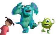 Sulley and Mike running after Boo