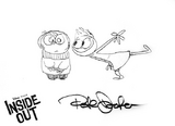 Inside Out doodle of Sadness and Joy by Pete Doctor, handed out at the Annecy Film Festival