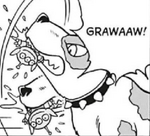 Scud in Toy Story manga comic, angrily and violently chewing toy Alien from Pizza Planet, which wasn't a real dog toy for him.