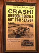 Doc's newspaper of his crash in the 1954 championship race.