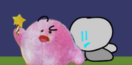 Kirb is about to get infected by Test Dummy