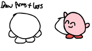 Kirby draws the arms and legs.