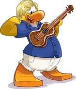 Brady playing the ukulele.