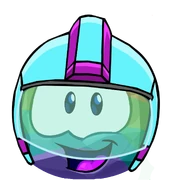With his helmet