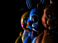 All the toy animatronics in the main menu, brightened.