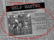 The help wanted job application in the second game.