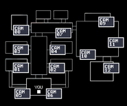 O mapa das câmeras em FNaF2.