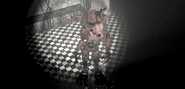 Withered Foxy em pé sozinho na sala de Partes & Serviços.