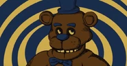 Outra aparição de Freddy na cutscene inicial de Freddy Fazbear's Pizzeria Simulator.
