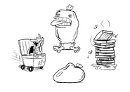 Peppino1.jpg (549 KB) Some sketches, seemingly themed around garbage.