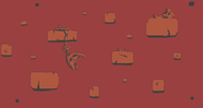 Background #1. A red prison with chained dead pizza slices.