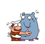 Gustavo & Brick hugging each other in fear in Floor 5.