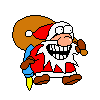 Scrapped sprite that had Fake Santa much smaller than in the final animations.