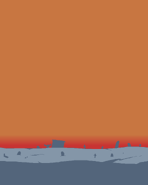Background #1. A vast, blue-sanded desert with an orange sky and many graves.