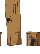 Level gate background decoration #1. Wooden shacks.