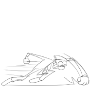 Pizzahead punching the floor.