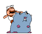 Gustavo & Brick's idle animation while holding enemy in mouth. (only one frame is used in the parry animation)