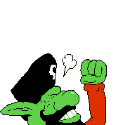 Captain Pizza Goblin's defeat animation.