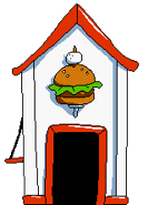 Decoration #1 Door sprite, with a burger above it