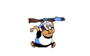 BIG Jump Shotgun.png (2 KB) Sprite of Peppino jumping while holding the shotgun over his head