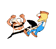 Beatdown6.gif (7 KB) Peppino kicking Pizzahead in the torso.