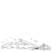 Pizzahead damaging his face as he drags it across the floor.