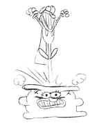 The Noise bouncing off of Noisette like a trampoline. This seems to be a continuation of the previous drawing as Noisette is still in her bunny suit.