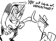 Mr.Stick being threatened by Peppino.