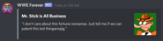 Toppinbot's description of Mr. Stick on the Pizza Tower Discord.