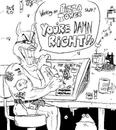 BOB and bob's heads on table from art by McPig from the Pizza Tower Twitter Account from 2023