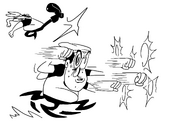 Sketches of a scrapped "mashing finisher" move where Peppino would repeatedly attack enemies as a finisher.