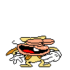 The Noise looking straight ahead, then up, followed by him flipping the bird. This animation is played at the beginning of the battle with Pizzaface.