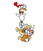 The Noise holding onto Mort by the legs while falling.