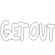 Pizzahead's "GET OUT" projectile.